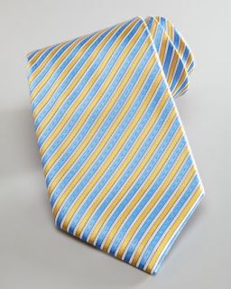 Stefano Ricci Striped Silk Tie, Yellow/Blue   