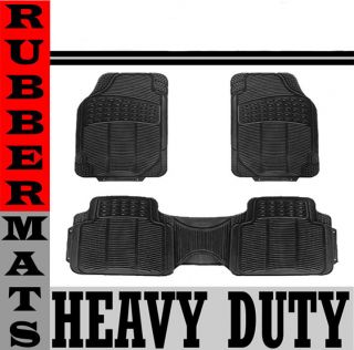 3pc Set All Weather Heavy Duty Rubber Black Floor Mat Front Rear Liner
