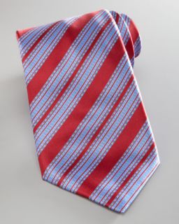 Stefano Ricci Wide Stripe Silk Tie, Red/Blue   