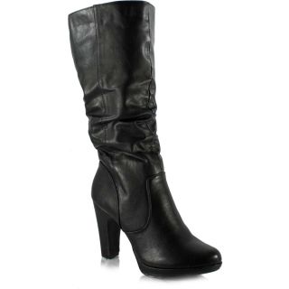 Leather Slouchy Thick Heel Boot Zipper City Classified Hanna S