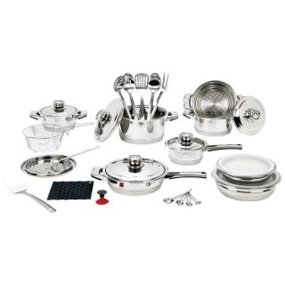 32pc 9 Ply Heavy Duty Stainless Steel Waterless Cookware Pots Pans
