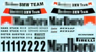 Decal 1 43 BMW 635CSi Hans Stuck Gerhard Berger Dieter Quester Macau