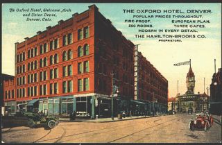 Denver Colorado CO 1911 Oxford Hotel & Union Railroad Depot Vintage