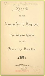 94th Regiment Ohio Volunteer Infantry OVI History Book