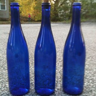  15 Colbalt Blue 12  Tall Glass Bottles Yard Wine Bottle Hobby Supply