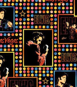 Elvis Photos and Polka Dots Fleece Fabric by The Half Yard