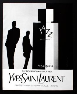  Saint Laurent Jazz Fragrance Cologne for Men Vintage Print Ad