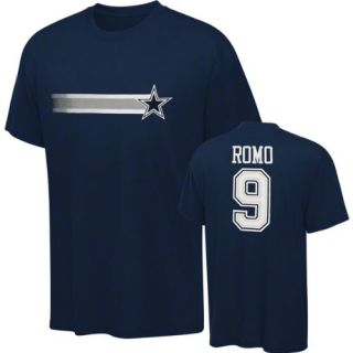  Tony Romo Navy Name & Number Stripe Away T Shirt