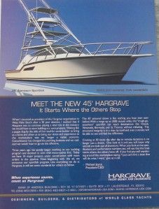2000 Hargrave Yacht 45 Aluminum Express Sportfish Boat Ad