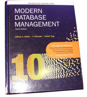 modern datatbase management tenth edition jeffrey a hoffer isbn 10