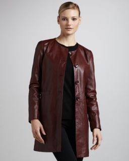  Basic Long Leather Jacket   