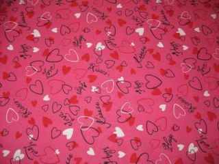 Curtain Valance Valentine Hugs Kisses Hearts Deep Pink