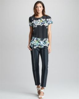 41BV 3.1 Phillip Lim Floral/Stripe Print Tee & Cropped Trousers