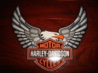 Harley Davidson Vintage Large Silver Eagle Pipe Decal Inside New WOW