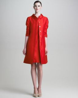 Armani Collezioni Ruched Sleeve Gazar Coat & Short Sleeve Dress