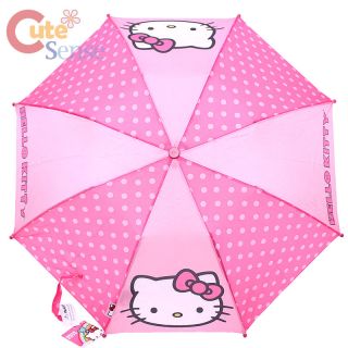 Sanrio Hello Kitty Retractable Umbrella Kitty Face with Pink Polka