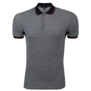 New 350 Mens Gucci Trim collar jacquard polo with signature web detail