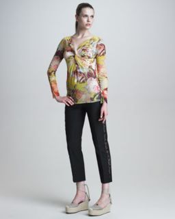 41SA Jean Paul Gaultier Long Sleeve Knotted Floral Print Shirt & Lace