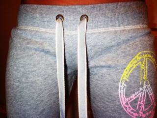 Victorias Secret Pink Heather Gray Peace Sign Crop Fitted sweat Pants
