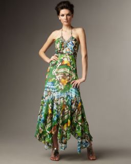 Alberto Makali Beaded Neck Batik Print Maxi Dress   