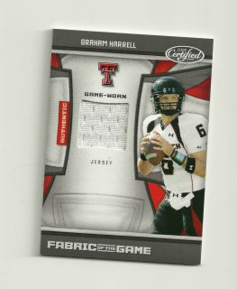 2009 Certified Graham Harrell Fabric of the Game Jersey 100 Texas Tech
