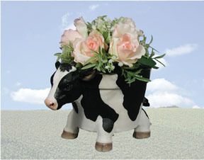 Holstein Cow Planter Figurine Country Farm Decor