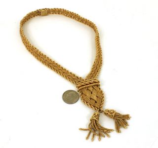 hefty vintage 14k woven style ladies tessel necklace