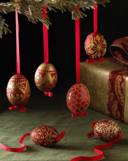 Six Egg Shaped Christmas Ornaments   