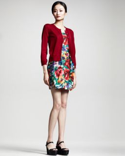 43KS Dolce & Gabbana Cropped Cardigan & Floral Print Strapless Dress