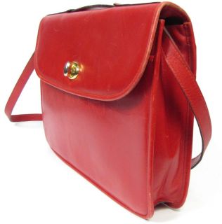 Mark Cross Red Leather Portfolio Briefcase Shoulder Crossbody Bag