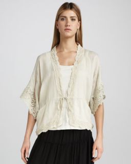 Johnny Was Collection Lace Trim Tie Jacket   