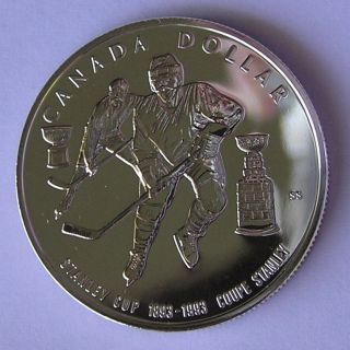 Canada Silver Dollar Coin 1993 Stanley Cup Hockey