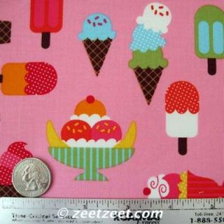 Kaufman Confections Ice Cream Treats Pink Fabric Yd