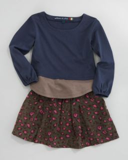 Burberry Owl Intarsia Sweater & Corduroy Skirt   