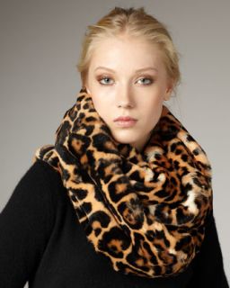 Yves Saint Laurent Leopard Print Fur Snood, Natural   