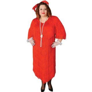 Womens Plus Size 20s Flapper Red Dress Clothing