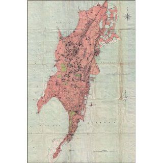 1895 Map of Bombay, India   24x36 Poster (reproduction