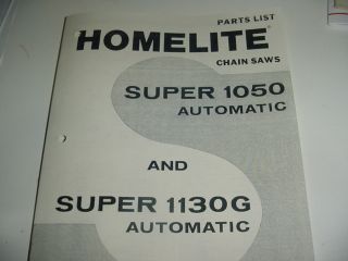 Homelite 1050 1130 Chainsaw Parts List