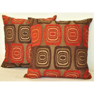 Sherry Kline 18 inch Retro Red Brown Pillow (Set of 2