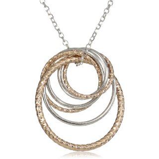  Sterling Silver TT (White & Rose) Circle Pendant on 18 Chain Jewelry