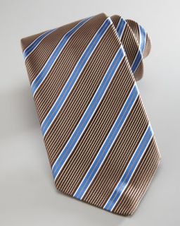Textured Satin Stripe Tie, Brown