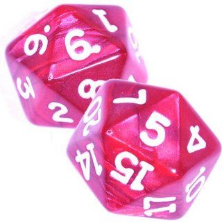 Set of 2 Pearlized 20 sided Polyhedral Dice in Organza