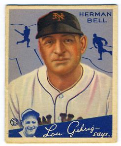 Herman Bell RC 1934 Goudey 52 New York Giants Rookie Nice