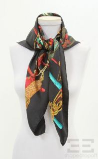 Hermes Black & Multicolor Silk Twill Francoise Heron Passementerie