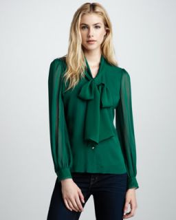 Tory Burch Solid Bryce Bow Blouse   
