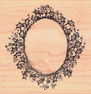 HOLLY BERRY WREATH Frame ~ Fun GREAT IMPRESSIONS Rubber Stamp