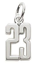 Rembrandt Charms Number 23 Charm, 14K White Gold Jewelry 