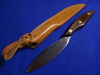 HERTERS INC. CANADIAN BELT KNIFE WOOD HANDLE LEATHER SHEATH