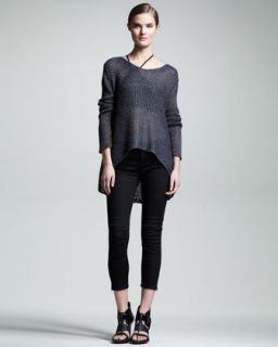 466Q HELMUT Asymmetric Loose Knit Pullover & Cropped Skinny Jeans