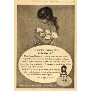 1909 Ad White Fairy Soap Girl Lily Bouquet N.K Fairbank